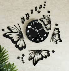 Wooden Butterfly Wall Clock