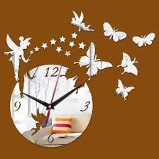 Farry & Butterfly Glass Acrylic Wall Clock
